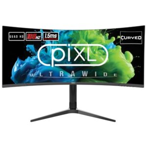 piXL CM34C7 34 Inch Ultrawide Curved Gaming Monitor, 165Hz, 1.5ms Response Time, 3440x1440 Resolution, HDMI, DisplayPort, USB-C, USB-B, USB-A x 2, Audio, R1500 Curve, Height Adjustable, 3 Year Warranty - Image 2