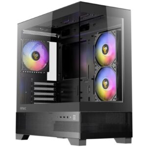 ANTEC CX500M Micro Tower Gaming Case, Black, ARGB, 2  x USB 3.0 / 1 x USB Type-C, Tempered Glass Side Panel, Micro-ATX/ITX - Image 3