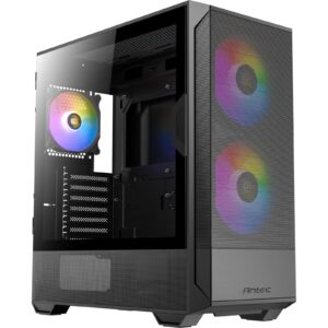 ANTEC NX416L Case, Gaming, Black, Mid Tower, 1 x USB 3.0 / 2 x USB Type-C, Tempered Glass Side Window Panel, Addressable RGB LED Fans, ATX, Micro ATX, ITX - Image 3
