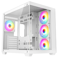 CRONUS Pallas Case, Gaming, White, Mid Tower, 1 x USB 3.0 / 2 x USB 2.0, Tempered Glass Front & Side Window Panels, RGB LED Fans, ATX, Micro ATX, Mini-ITX, Stealth Motherboard Compatible