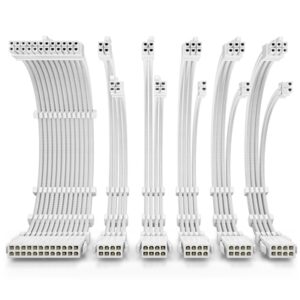 Antec White PSU Extension Cable Kit - 6 Pack (1x 24 Pin, 2x 4+4 Pin, 3x 6+2 Pin) - Image 2