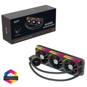 CiT Pro Glacier 360mm Black ARGB Watercooler with Temperature Display - High-Performance AIO CPU Cooling with Infinity PWM Fans & Sync Lighting. - Image 3