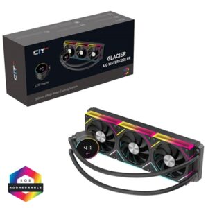 CiT Pro Glacier 360mm Black ARGB Watercooler with Temperature Display - High-Performance AIO CPU Cooling with Infinity PWM Fans & Sync Lighting. - Image 2