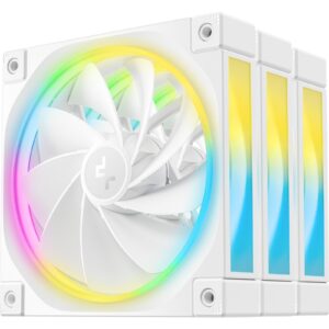 DeepCool FL12 120mm PWM 3 Pack Reverse White Fan - High Performance, Low Noise, Fluid Dynamic Bearing, 36 ARGB LEDs, 500-2150 RPM, 55 CFM Airflow, 4-Pin PWM Control - Image 3