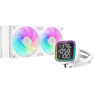 DeepCool LD 240 AIO Liquid CPU Cooler, White, Universal Socket, 240mm Radiator, PWM 2400RPM Cooling Fans, Addressable RGB LED Lighting, Fully Customizable Infinity Mirror Cap Design, Digital Display, - Image 3