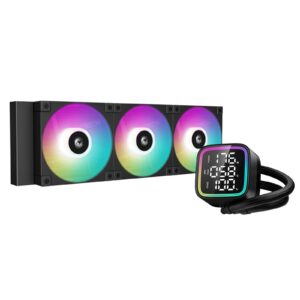 DeepCool LD 360 AIO Liquid CPU Cooler, Universal Socket, 360mm Radiator, PWM 2400RPM Cooling Fans, Addressable RGB LED Lighting, Fully Customizable Infinity Mirror Cap Design, Digital Display, - Image 3