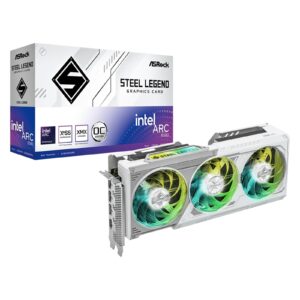 ASRock Intel Arc B580 Steel Legend 12GB OC Graphics Card, 12GB GDDR6, 2800 MHz Base Clock, Dual Fan, White, RGB, 3x DisplayPorts / 1x HDMI Port - Image 3