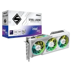 ASRock Intel Arc B580 Steel Legend 12GB OC Graphics Card, 12GB GDDR6, 2800 MHz Base Clock, Dual Fan, White, RGB, 3x DisplayPorts / 1x HDMI Port - Image 2