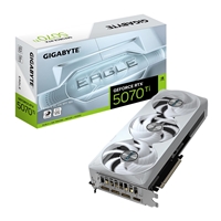 Gigabyte NVIDIA GeForce RTX 5070 Ti EAGLE OC ICE SFF 16G Graphics Card, 16GB GDDR7, 8960 CUDA Cores, 2542 MHz Core Clock, Triple Fan, White, 3x DisplayPorts / 1x HDMI Port