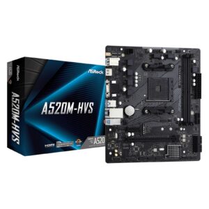 ASRock A520M-HVS Super Alloy AMD AM4 Socket Motherboard, Micro-ATX, 2x DDR4 Slots, 1x M.2 Socket, GbE LAN, 1x D-Sub / 1x HDMI Port - Image 3