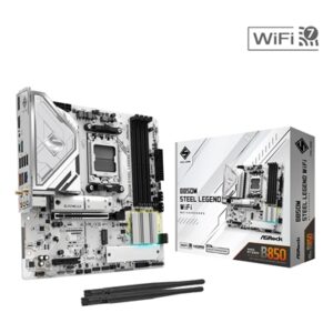 ASRock B850M Steel Legend WiFi AMD AM5 Socket Motherboard, Micro-ATX, 4x DDR5 Slots, 3x M.2 Sockets, 2x USB-C Port, Fitted I/O Shield, 2.5GbE LAN, Wi-Fi 7, 1x DisplayPort / 1x HDMI Port - Image 2