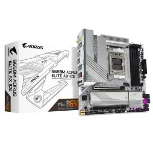 Gigabyte B650M AORUS ELITE AX ICE AMD AM5 Socket Motherboard, Micro-ATX, 4x DDR5 Slots, 2x M.2 Sockets, 2x USB-C Port, Fitted I/O Shield, 2.5GbE LAN, Wi-Fi 6E, 1x DisplayPort / 1x HDMI Port - Image 3