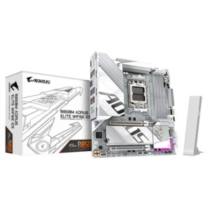 Gigabyte B850M AORUS ELITE WIFI6E ICE AMD AM5 Socket Motherboard, Micro-ATX, 4x DDR5 Slots, 2x M.2 Sockets, 2x USB-C Port, Fitted I/O Shield, 2.5GbE LAN, Wi-Fi 6E, 1x DisplayPort / 1x HDMI Port - Image 2