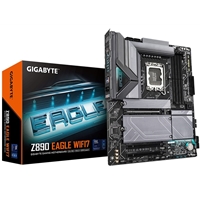 Gigabyte Z890 EAGLE WIFI7 Intel 1851 Socket Motherboard, ATX, 4x DDR5 Slots, 4x M.2 Sockets, 2x USB-C Port, Fitted I/O Shield, 2.5GbE LAN, Wi-Fi 7, 1x DisplayPort / 1x USB-C (USB4)
