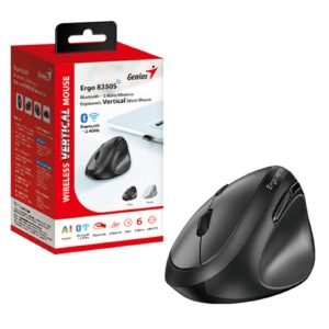 Genius Ergo 8350S Wireless Ergonomic Vertical Mouse, Blutooth & 2.4 GHz, Adjustable DPI levels up to 2400 DPI, 5 Button with Scroll Wheel, Dark Grey - Image 3
