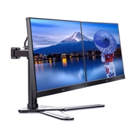iiyama DS1002D-B1 Dual Desk Stand Monitor Arm, Desk Mount, Fits 2 x 30 Inch Flat Screens, Tilt, Swivel, Height, Rotation, inc Cable Management