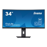 iiyama Prolite XCB3494WQSN-B5 34 inch Curved Monitor, USB-C Dock, RJ45 (LAN), KVM Switch, UWQHD, 0.4ms, HDMI, DisplayPort, USB-Hub, USB-C, 120Hz, Freesync, Speakers, Black, Internal PSU, VESA, Height Adjust, Pivot