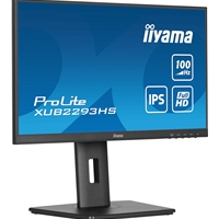 iiyama PROLITE XUB2293HS-B6 22 inch IPS Monitor, Full HD, 1ms, HDMI, DisplayPort, Freesync, 100Hz, Speakers, Black, Internal PSU, Height Adjust, Pivot, ACR, VESA