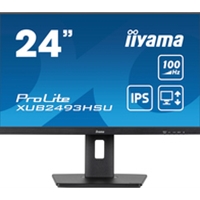 iiyama PROLITE TXUB2493HSU-B6 24 Inch IPS Monitor, Full HD, 1ms, 100Hz, USB Hub, HDMI, DisplayPort, Speakers, Black, Internal PSU, Height Adjustable, Pivot, VESA