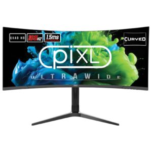 piXL CM34C7 34 Inch Ultrawide Curved Gaming Monitor, 165Hz, 1.5ms Response Time, 3440x1440 Resolution, HDMI, DisplayPort, USB-C, USB-B, USB-A x 2, Audio, R1500 Curve, Height Adjustable, 3 Year Warranty - Image 3