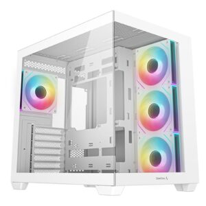 DeepCool CG530 4F Mid-Tower Case with Tempered Glass Panels, 4 Pre-Installed ARGB Fans, and Optimal Airflow Support, White - Image 3