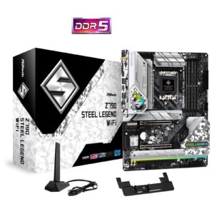 ASRock Z790 Steel Legend WiFi Intel 1700 Socket Motherboard, ATX, 4x DDR5 Slots, 6x M.2 Sockets, 2x USB-C Port, Fitted I/O Shield, 2.5GbE LAN, Wi-Fi 6E, 1x DisplayPort / 1x HDMI Port - Image 3
