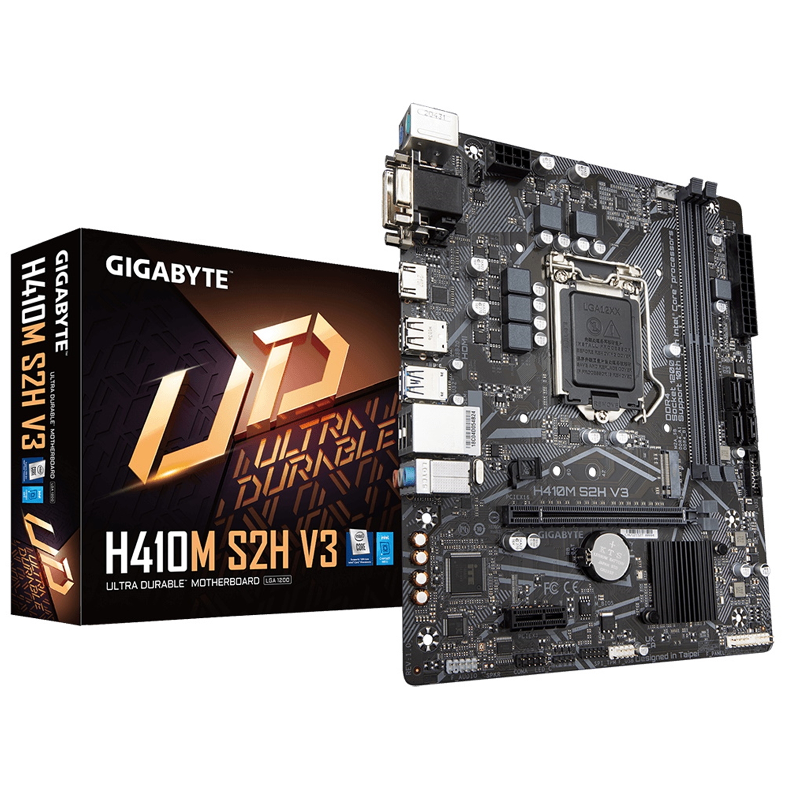 Gigabyte H410M S2H V2 Motherboard, Intel Socket 1200, 10th Gen, Micro ATX, Intel Ultra Durable with GIGABYTE Gaming GbE LAN, PCIe Gen3 x4 M.2, HDMI / DVI-D/ D-Sub Ports for Multiple Display, Anti-Sulfur Resistor, Smart Fan 5 - Image 3