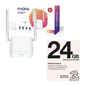 Strong 4GROUTER300MUK 4G LTE CAT4 Unlocked Mobile Broadband Wireless Router (Including 1 x Three 3G 4G & 5G-Ready 24GB Prepaid Mobile Broadband Trio SIM Card) - Image 2