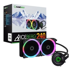 GameMax Iceberg Universal Socket 240mm PWM 1800RPM RGB LED AiO Liquid CPU Cooler - Image 2