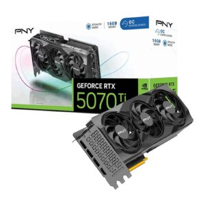 PNY NVIDIA GEFORCE RTX 5070 Ti OC16GB, GDDR7 Graphics Card, 8960 Cuda Cores, 2295 MHz Core Clock, Triple Fan, 3 x Display Ports/ 1 x HDMI Port - Image 3