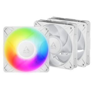 ARCTIC P12 Pro ARGB 120mm PWM Case Fans w/ Cable Splitters (3 Pack), Fluid Dynamic Bearing, 600-3000 RPM, White