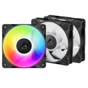 ARCTIC P12 Pro ARGB 120mm PWM Case Fans w/ Cable Splitters (3 Pack), Fluid Dynamic Bearing, 600-3000 RPM, Black