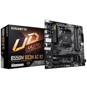 Gigabyte B550M DS3H AC R2 AMD AM4 Socket Micro ATX WiFi 6 Motherboard, Dual Channel DDR4, 4x DIMMS, 2x M.2 slots, including PCIe 4.0 x1 - Image 3