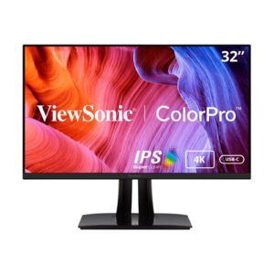 ViewSonic VP3256-4K 32inch Premium IPS 4K Ergonomic Monitor, Ultra-Thin Bezels, Colour Accuracy, Pantone Validated, HDMI, DisplayPort, USB Type-C, Professional Graphic Design, Photo & Video Editing, Black - Image 3