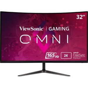 Viewsonic Omni VX3218C-2K 32 Inch Curved Gaming Monitor, QHD, 165Hz, Freesync, 2xHDMI, DisplayPort, 1ms VESA, Speakers - Image 3