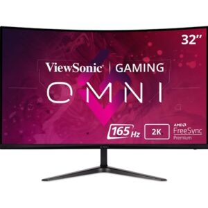 Viewsonic Omni VX3218C-2K 32 Inch Curved Gaming Monitor, QHD, 165Hz, Freesync, 2xHDMI, DisplayPort, 1ms VESA, Speakers - Image 2