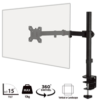 piXL Single Monitor Arm, For Screens Upto 32 inch, Desk Mounted, VESA dimensions of 75x75mm or 34 inch if 100x100mm Vesa, 180 Degrees Swivel, 15 Degrees Tilt, Weight Upto 10kg, Built in Cable Management, Black - Image 7