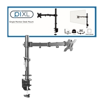 piXL Single Monitor Arm, For Screens Upto 32 inch, Desk Mounted, VESA dimensions of 75x75mm or 34 inch if 100x100mm Vesa, 180 Degrees Swivel, 15 Degrees Tilt, Weight Upto 10kg, Built in Cable Management, Black - Image 8