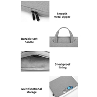 Prevo 15.6 Inch Laptop Sleeve, Side Pocket, Cushioned Lining, Light Grey - Image 6