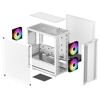 DeepCool CC360 ARGB WH, White, Mini Tower Chassis w/ Tempered Glass Window, 3x 120mm ARGB Fans, USB 3.0, mATX/mITX - Image 8