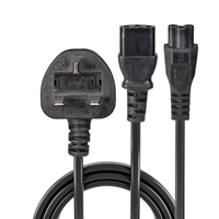 Lindy 30374 2.5m UK 3 Pin Plug To IEC C13 (Kettle) & IEC C5 (Clover) 10 Amp Mains Splitter Extension Cable - Black - Image 4