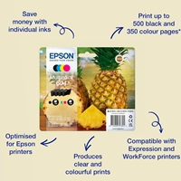 Epson 604 Multipack - Full Set of 4 Ink Cartridges - Pineapple (Original) C13T10G64010 Value Pack CMY (130 Pages) K (150 Pages) - Image 5