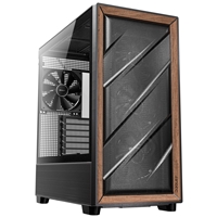 Antec FLUX Mid Tower PC Case - Tempered Glass, Black/Wood, 5 PWM Fans, USB-C, E-ATX/ATX/mATX/ITX Compatibility - Image 4
