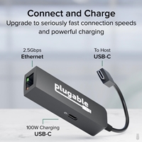 Plugable USBC-E2500PD USB-C to 2.5GbE Gigabit Ethernet Adapter with USB-C PD Charging - Image 4