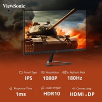 Viewsonic OMNI VX2779-HD-PRO  27 Inch IPS Gaming Monitor, Full HD, 180Hz, 1ms,  2x HDMI, DisplayPort, Freesync, HDR10, VESA - Image 8