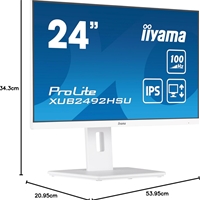 iiyama 24 Inch IPS Monitor XUB2492HSU-W6, Height Adjustable, Full HD, 100Hz, 0.4ms, FreeSync, HDMI, Display Port, USB Hub, White - Image 7