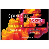 piXL CM32F44K 32 Inch 4K Monitor, Widescreen IPS LCD Panel, 3840 x 2160, 5ms Response Time, 60Hz Refresh, Display Port / HDMI, 16.7 Million Colour Support, VESA Wall Mount, Black Finish, 3 Year Warranty - Image 8