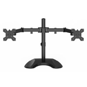 GameMax Dual Monitor Arm Stand LCD Desk Mount Freestanding For Two 13 Inch To 27 Inch Monitors, VESA Dimensions Of 75x75 mm or 100x100 mm, 180 Degrees Swivel, Black - Image 3