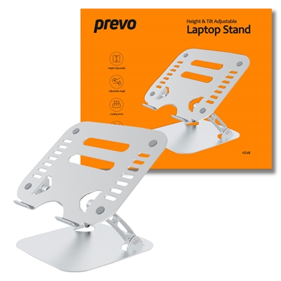 Prevo Aluminium Alloy Laptop Stand, Fit Devices from 11 to 17 Inches, Non-Slip Silicone, Height and Angle Adjustable - Image 2