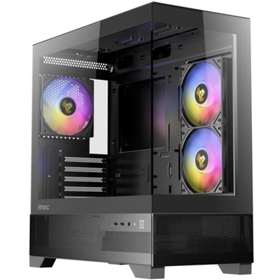 ANTEC CX500M Micro Tower Gaming Case, Black, ARGB, 2  x USB 3.0 / 1 x USB Type-C, Tempered Glass Side Panel, Micro-ATX/ITX - Image 2
